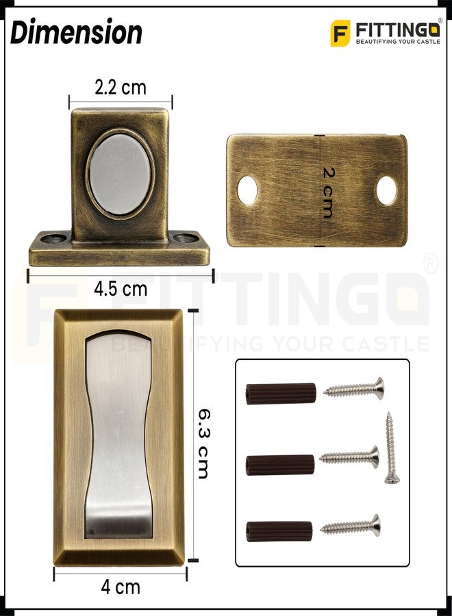 FITTINGO Premium Concealed Magnetic Door Stopper/Stainless Steel Stopper Magnetic/Stylish Floor Mount Door Stopper for Home/Office and Hotels (Pack of 1, Antique Matt Finish) - Image 2